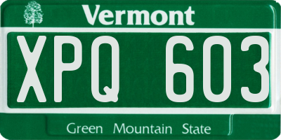 VT license plate XPQ603