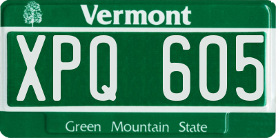 VT license plate XPQ605