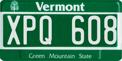 VT license plate XPQ608