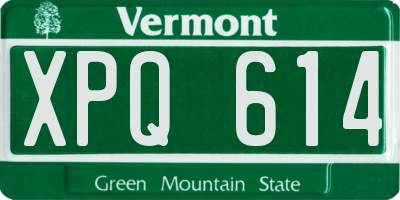 VT license plate XPQ614