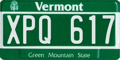 VT license plate XPQ617