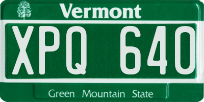 VT license plate XPQ640