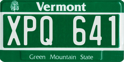 VT license plate XPQ641
