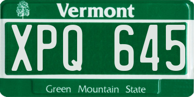 VT license plate XPQ645