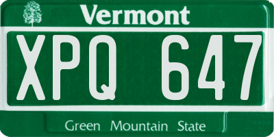 VT license plate XPQ647