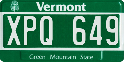 VT license plate XPQ649