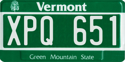 VT license plate XPQ651