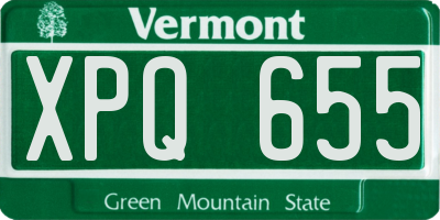 VT license plate XPQ655