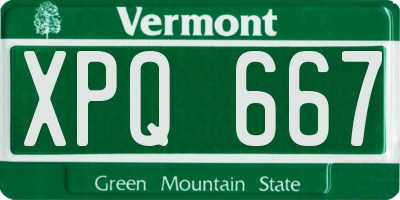 VT license plate XPQ667