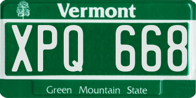 VT license plate XPQ668