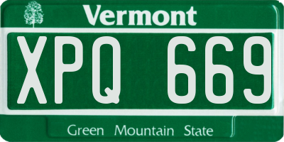 VT license plate XPQ669