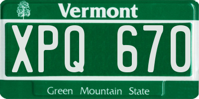 VT license plate XPQ670