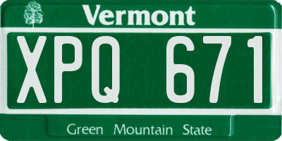VT license plate XPQ671
