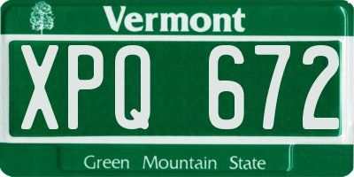 VT license plate XPQ672