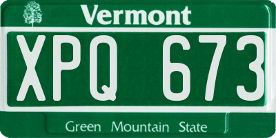 VT license plate XPQ673