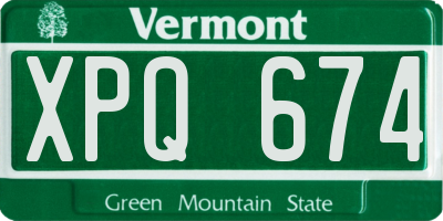 VT license plate XPQ674