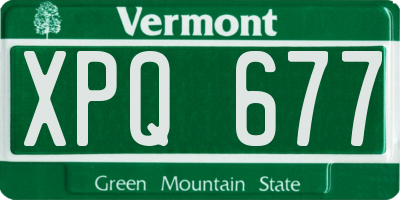 VT license plate XPQ677