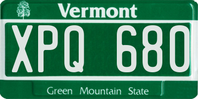 VT license plate XPQ680