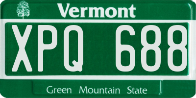 VT license plate XPQ688