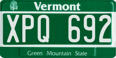 VT license plate XPQ692