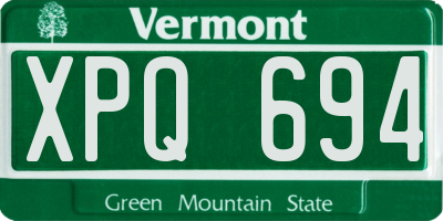VT license plate XPQ694