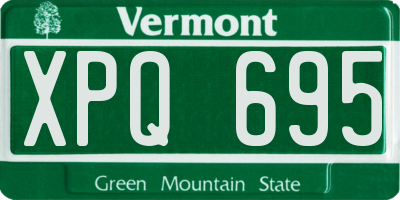 VT license plate XPQ695