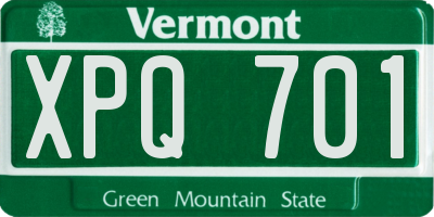 VT license plate XPQ701