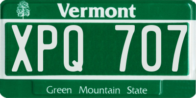 VT license plate XPQ707