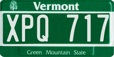 VT license plate XPQ717