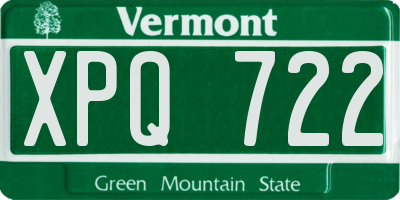 VT license plate XPQ722