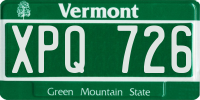 VT license plate XPQ726