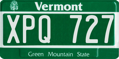 VT license plate XPQ727