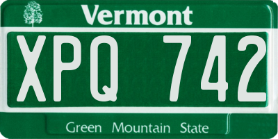 VT license plate XPQ742