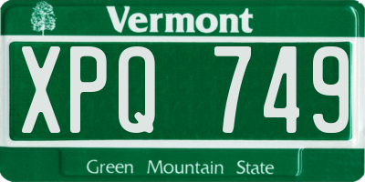 VT license plate XPQ749