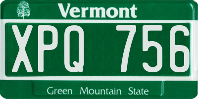 VT license plate XPQ756