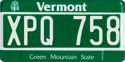 VT license plate XPQ758