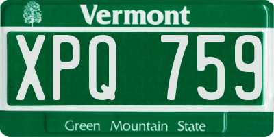 VT license plate XPQ759