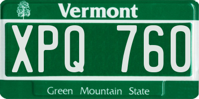 VT license plate XPQ760