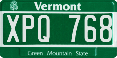 VT license plate XPQ768
