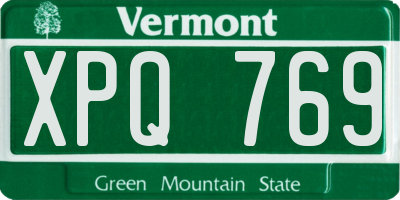 VT license plate XPQ769