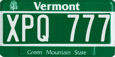 VT license plate XPQ777