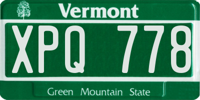 VT license plate XPQ778