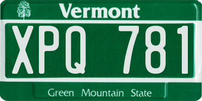 VT license plate XPQ781