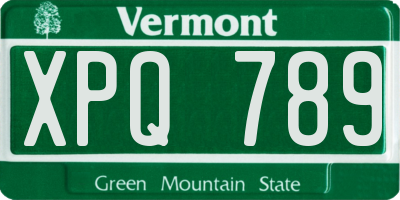 VT license plate XPQ789