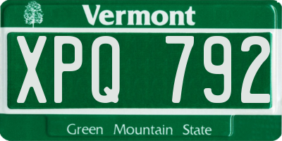 VT license plate XPQ792