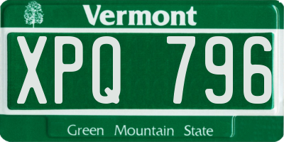 VT license plate XPQ796
