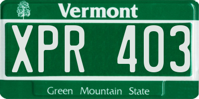 VT license plate XPR403