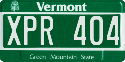 VT license plate XPR404