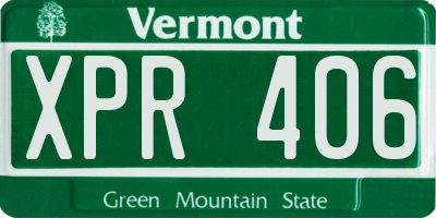 VT license plate XPR406