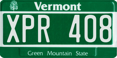 VT license plate XPR408